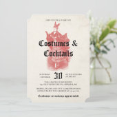 Erwachsene Halloween-Party Vintag Gothic Bat Lady Einladung (Stehend Vorderseite)