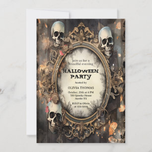 Erwachsene Halloween-Party Vintag Gotische Einladu Feiertagskarte