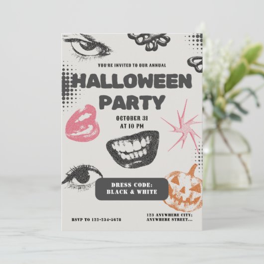 Erwachsene Halloween-Party Vintage Einladung (Stehend Vorderseite)