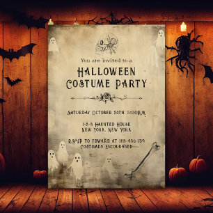 Erwachsene Halloween-Party Vintage-Geist Totenkopf Einladung
