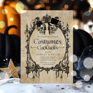 Erwachsene Halloween-Party Vintage-Gothic-Totenkop Einladung