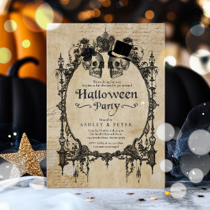 Erwachsene Halloween-Party Vintage-Gothic-Totenkop Einladung