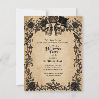 Erwachsene Halloween-Party Vintage-Gothic-Totenkop RSVP Karte