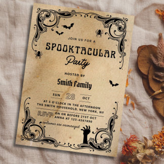 Erwachsene Halloween-Party Vintage-Gotische Grusel Einladung