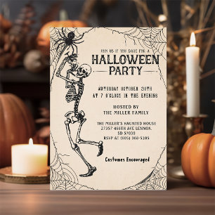 Erwachsene Halloween-Party Vintage-Skelett-Cocktai Einladung