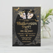 Erwachsene Halloween-Party Vintage Skulls Gothic G Einladung (Stehend Vorderseite)