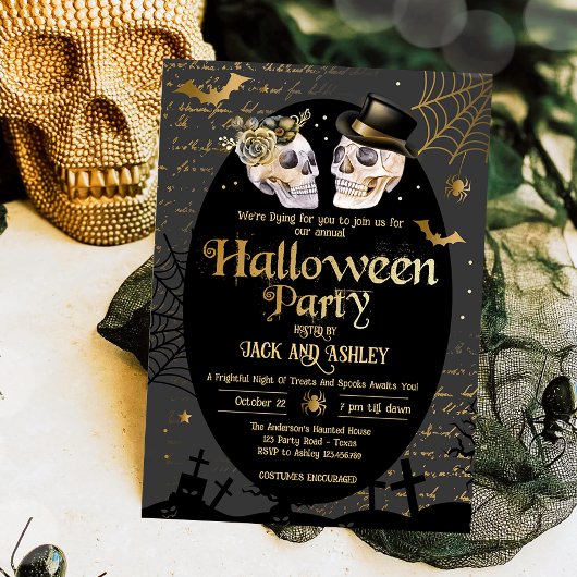 Erwachsene Halloween-Party Vintage Skulls Gothic G Einladung