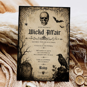 Erwachsene Halloween-Party Vintage-Totenkopf Einladung