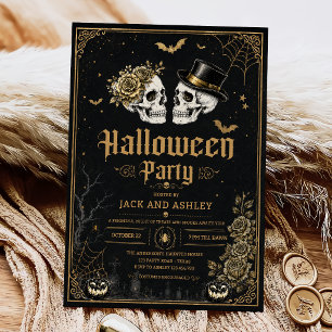 Erwachsene Halloween-Party Vintage-Totenkopf  Einladung