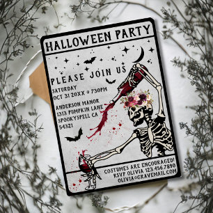 Erwachsene Halloween-Party Vintage-Totenkopf Einladung
