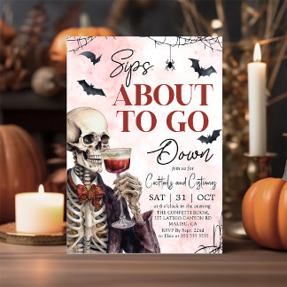 Erwachsene Halloween Sips über Skelett Einladung