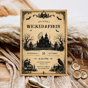 Erwachsene Halloween Soirée Vintage Gothic Schädel Einladung