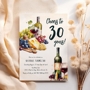 Erwachsene Käse- und Wein-Charcuterie 30. Geburtst Einladung
