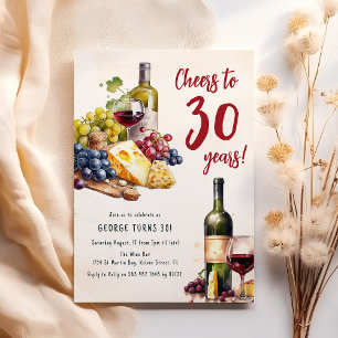 Erwachsene Käse- und Wein-Charcuterie 30. Geburtst Einladung