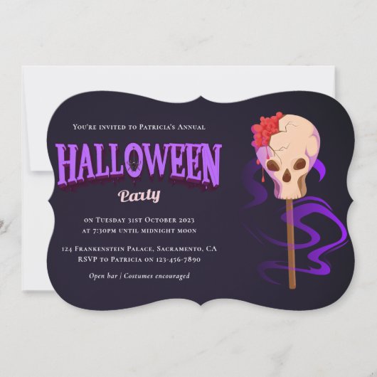 Erwachsene Kostüme & Cocktail Skull-Halloween-Part Einladung (Vorderseite)