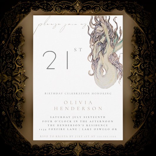 Erwachsene Mermaid JA Geburtstagspartei Einladung