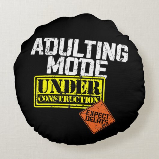 Erwachsene Modus im Bau ein sonniges Erwachsener Rundes Kissen (Rückseite)