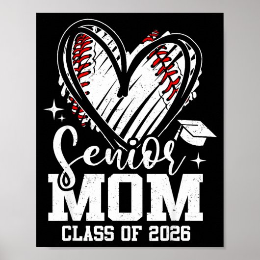 Erwachsene Mutter Abschlussklasse 2026 Baseball-Ab Poster (Vorne)