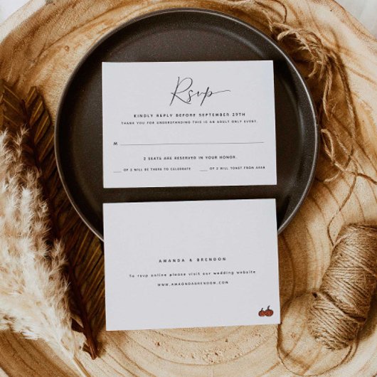 Erwachsene nur zwei Gäste | Pumpkins Wedding RSVP  Karte