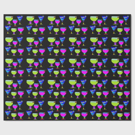 Erwachsene Party Drinks Martinis Artistic Gift Wra Geschenkpapier (Flach)