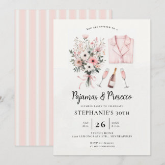 Erwachsene PJ Sleepover Pajamas Prosecco 30. Gebur Einladung