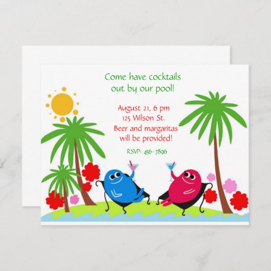 Erwachsene Pool-Party Einladung (Vorne/Hinten)