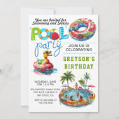 Erwachsene Pool Party Sommerstrand Geburtstag Einladung (Vorderseite)