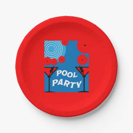 Erwachsene Pool-Partys Pappteller (Vorderseite)