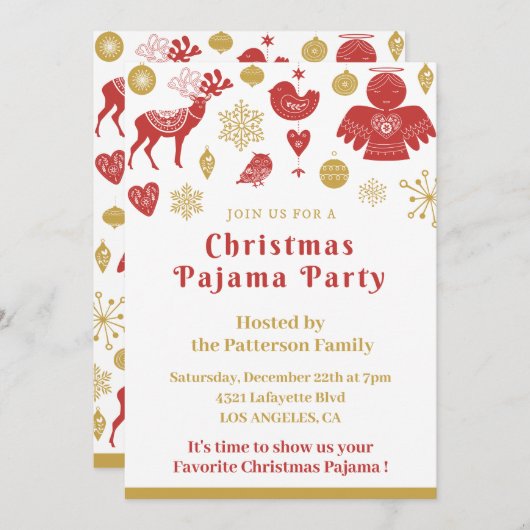 Erwachsene Pyjama-Party Einladungen Nordic (Vorne/Hinten)