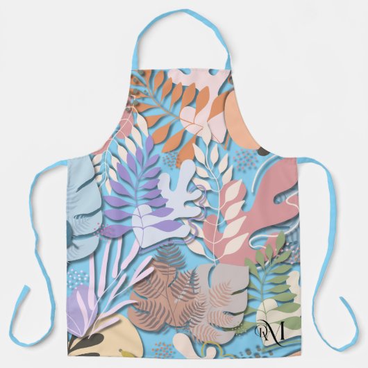 Erwachsene Schürze: Abstrakte Blätter (blau) Schürze (Vorderseite)