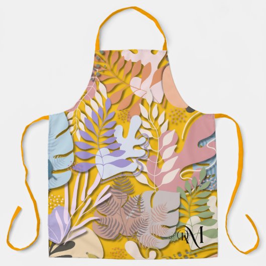 Erwachsene Schürze: Abstrakte Blätter (orange) Schürze (Vorderseite)