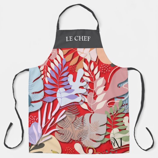 Erwachsene Schürze: Abstrakte Blätter (rot) und Te Schürze (Vorderseite)