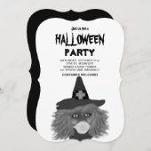 Erwachsene Schwarz-Weiß-Halloween-Party Einladung (Vorne/Hinten)