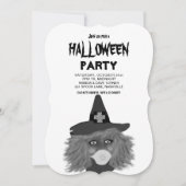 Erwachsene Schwarz-Weiß-Halloween-Party Einladung (Vorderseite)