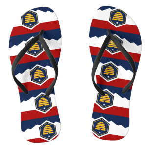 Erwachsene Slim-Schlaufen mit Flagge von Utah, USA Badesandalen