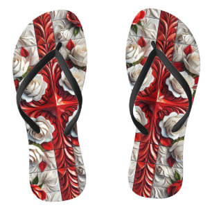 Erwachsene Slim Straps mit englischen Rose Badesandalen