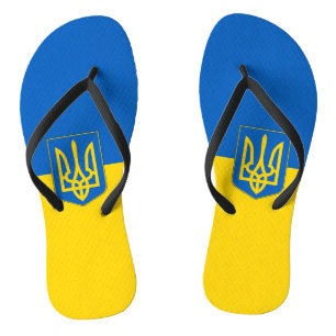 Erwachsene Slim-Straps mit Flagge der Ukraine Flip Badesandalen
