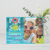 Erwachsene Spaß Sonne Sommer Foto Geburtstag Einladung (Stehend Vorderseite)