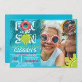 Erwachsene Spaß Sonne Sommer Foto Geburtstag Einladung (Vorne/Hinten)