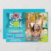 Erwachsene Spaß Sonne Sommer Foto Geburtstag Einladung (Vorne/Hinten)