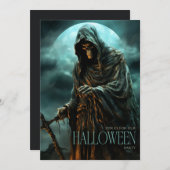 Erwachsene Spooky Beängstigend Grim Sensenmann Hal Einladung (Vorne/Hinten)