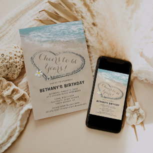 Erwachsene Strandgeburtstagsfeier   Prost aufs Alt Einladung