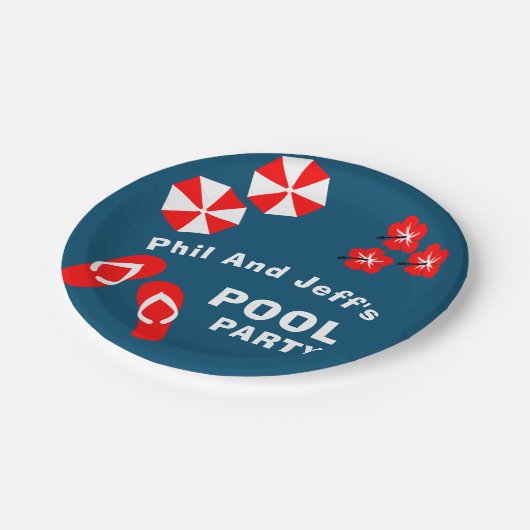 Erwachsene Summer Pool Party Pappteller (Schrägansicht)