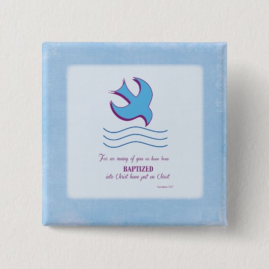 Erwachsene Taufe Taube auf blau Button (Vorderseite)