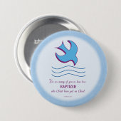 Erwachsene Taufe Taube auf blau Button (Vorne & Hinten)