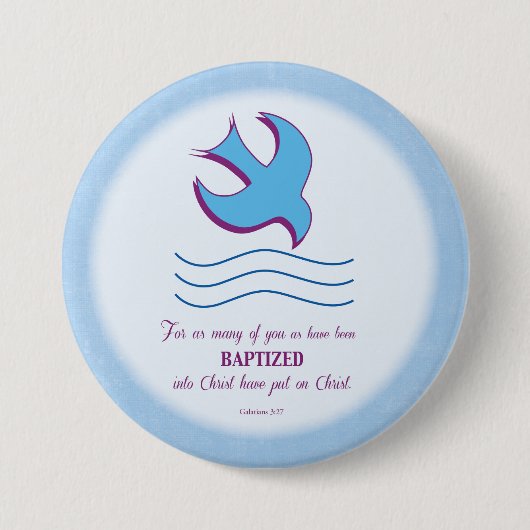 Erwachsene Taufe Taube auf blau Button (Vorderseite)