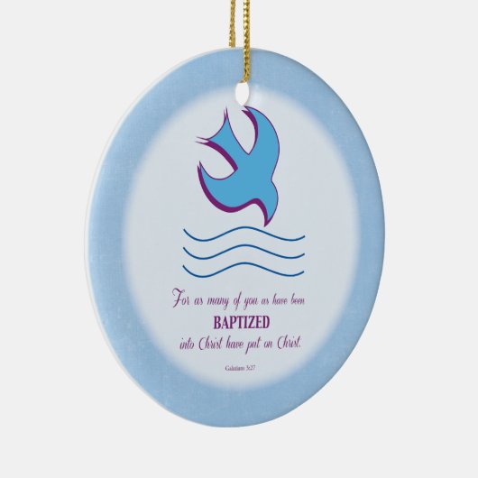 Erwachsene Taufe Taube auf blau Keramik Ornament (Rechts)