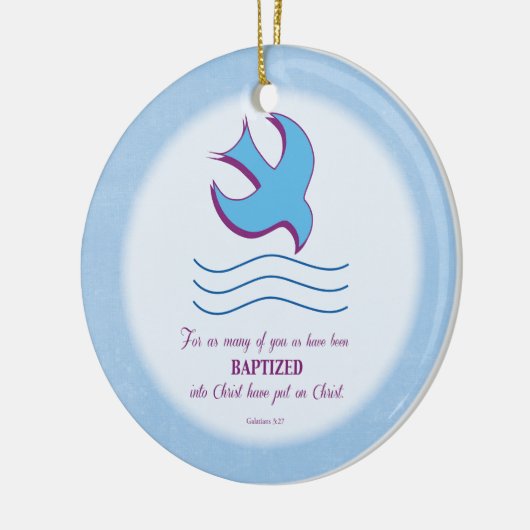 Erwachsene Taufe Taube auf blau Keramik Ornament (Links)