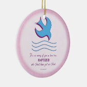 Erwachsene Tauftaube auf rosa Keramik Ornament (Rechts)