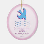 Erwachsene Tauftaube auf rosa Keramik Ornament (Links)